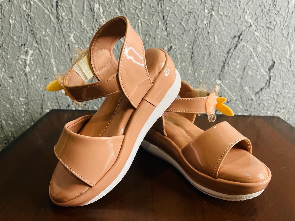 Toddler's Peach Belle Sandals with Butterfly Accent